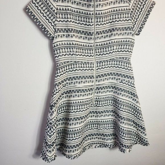 Banana Republic Cotton Poly Off White Geometric A-line Dress Size 10 - Picture 10 of 10